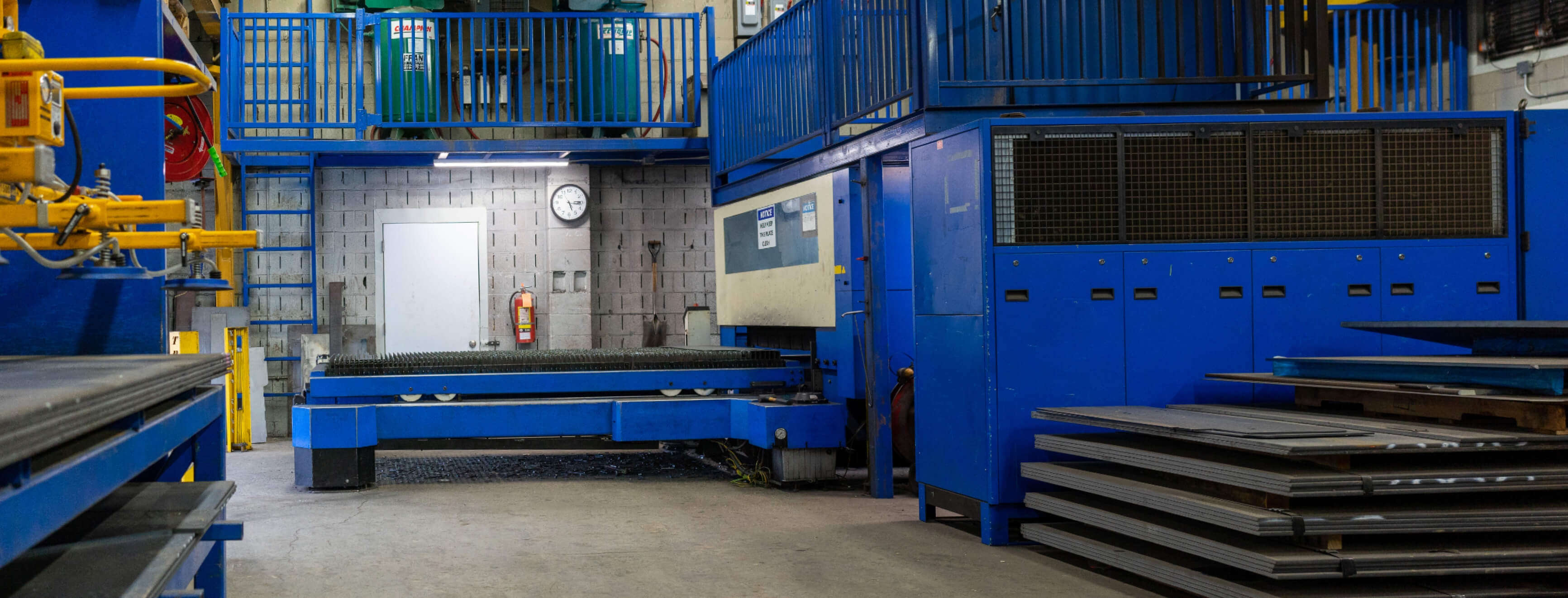 Wide angle view of laser cutting machine